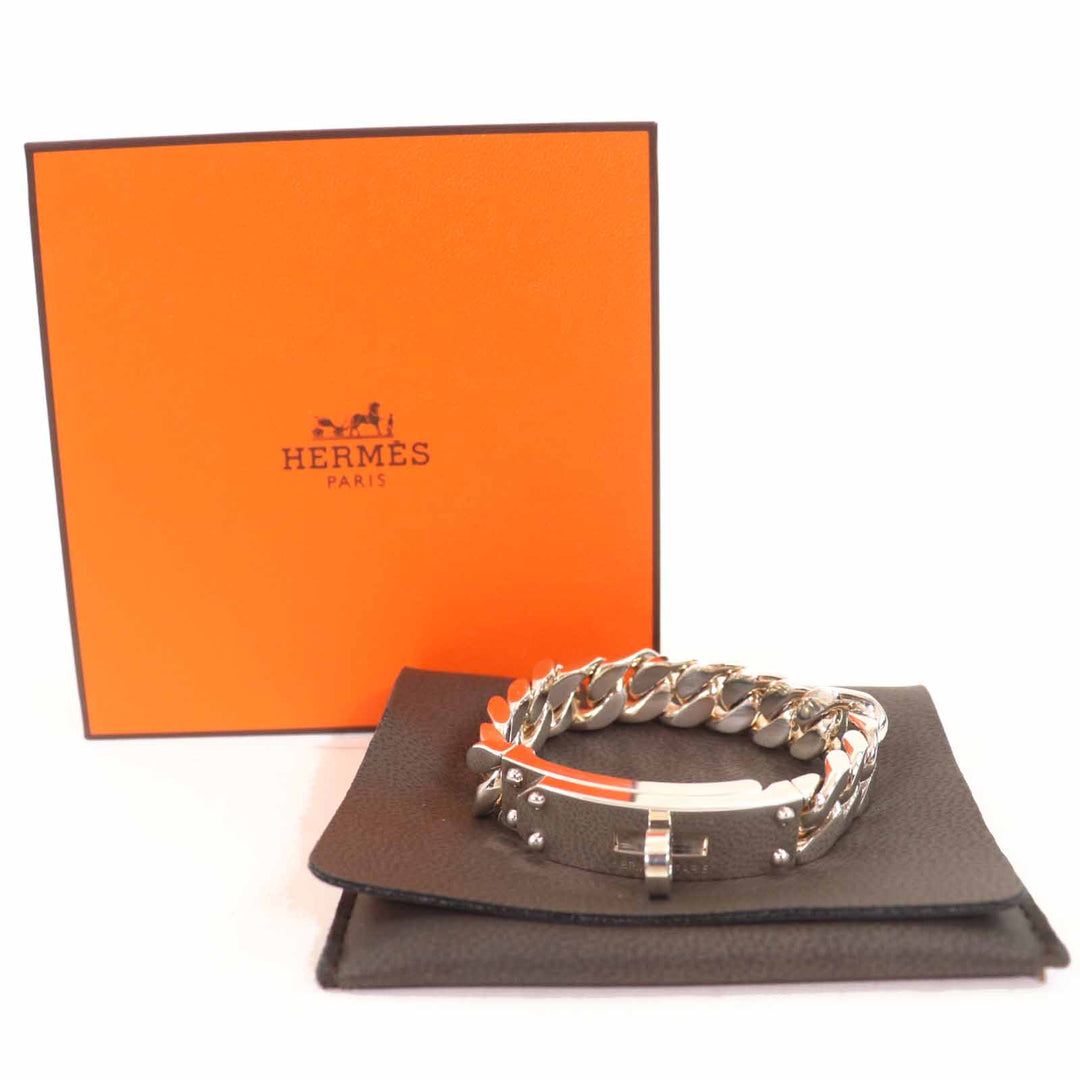 Excellent HERMES bracelet Kelly Grummett GM Silver SV925 Women