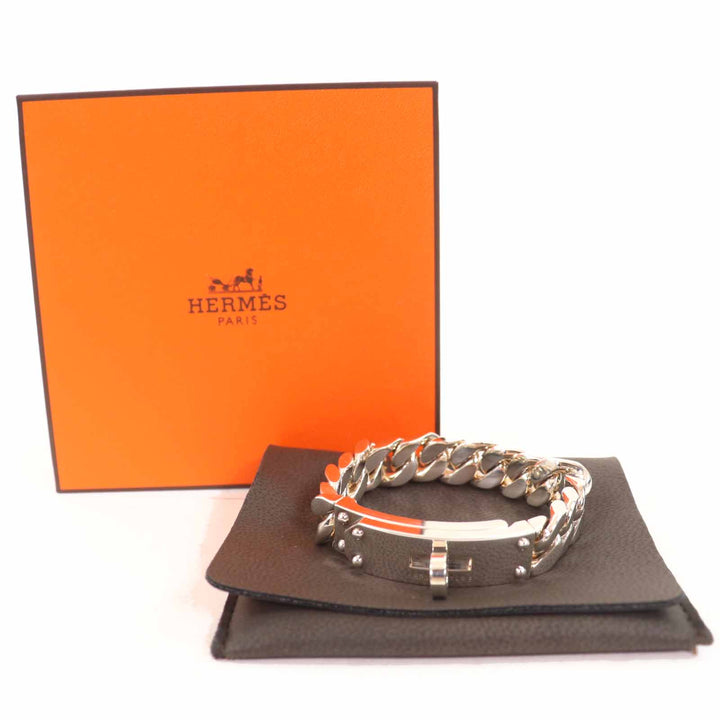Excellent HERMES bracelet Kelly Grummett GM Silver SV925 Women