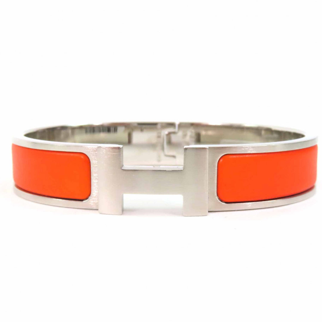 Pristine HERMES Bangle Quick HPM Orange Silver metal