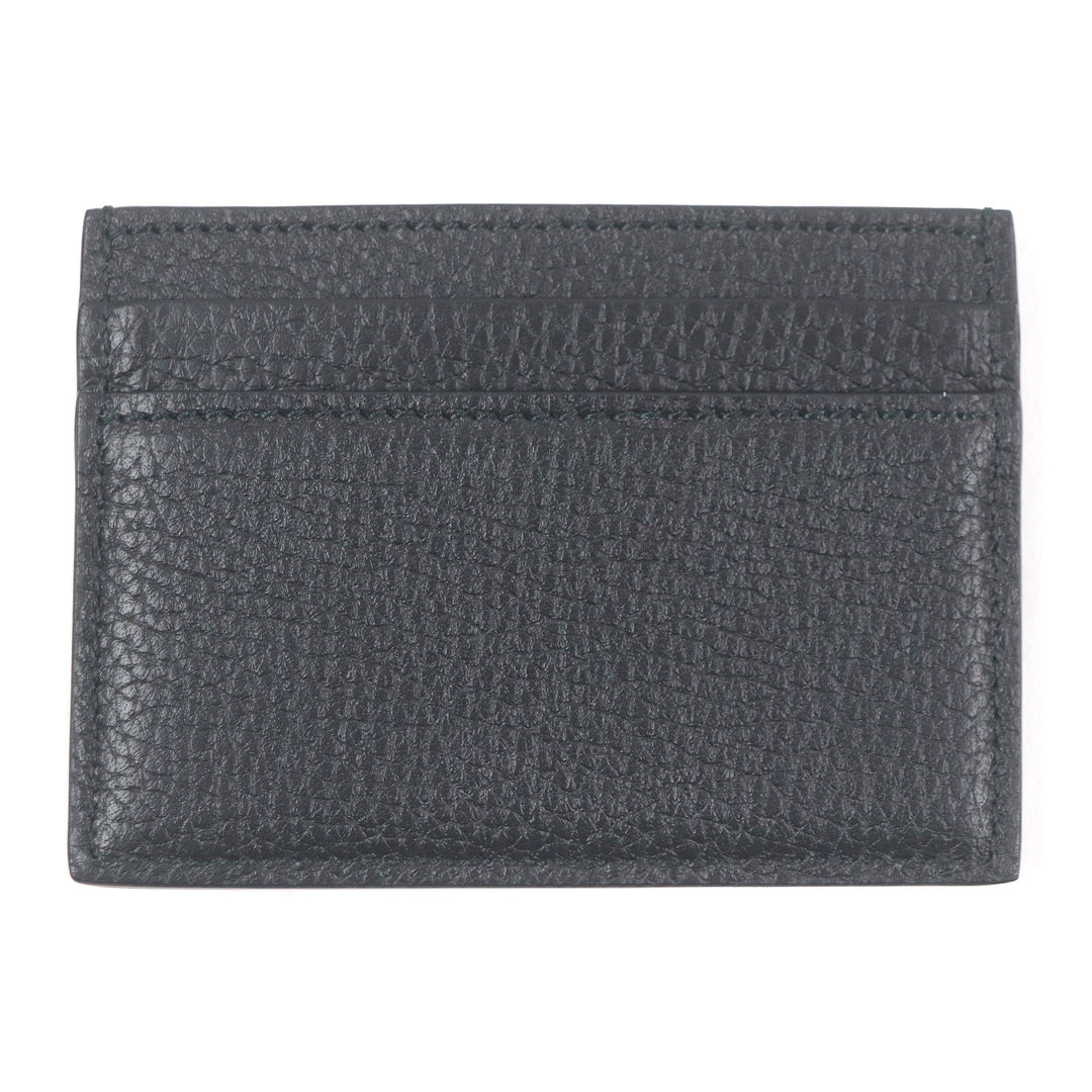 Pristine GUCCI Card Case Silver logo Metal black leather mens 771157