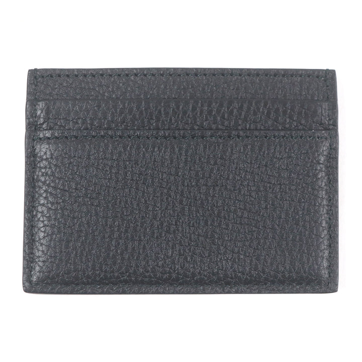 Pristine GUCCI Card Case Silver logo Metal black leather mens 771157