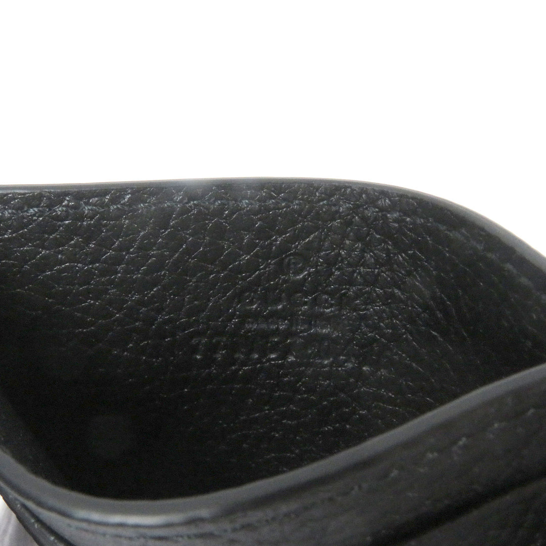 Pristine GUCCI Card Case Silver logo Metal black leather mens 771157