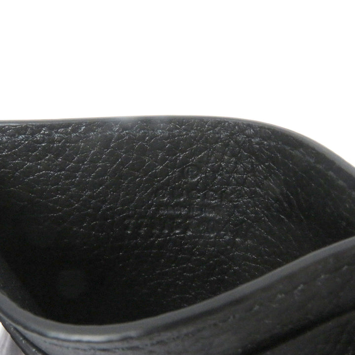 Pristine GUCCI Card Case Silver logo Metal black leather mens 771157