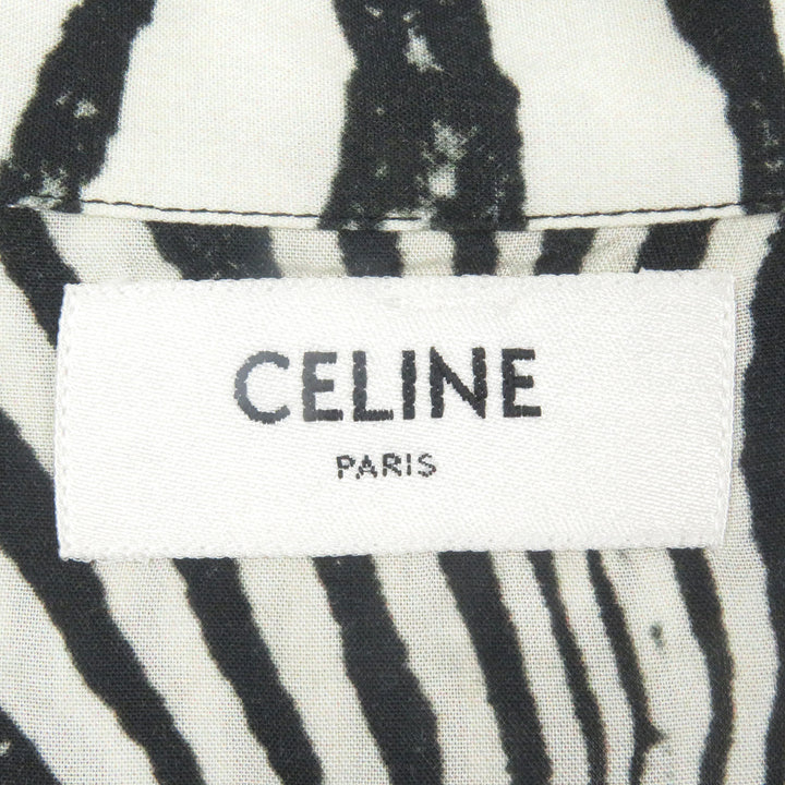 Great CELINE Short sleeve shirt Open Collar White black Rayon mens 38 2C517346Q