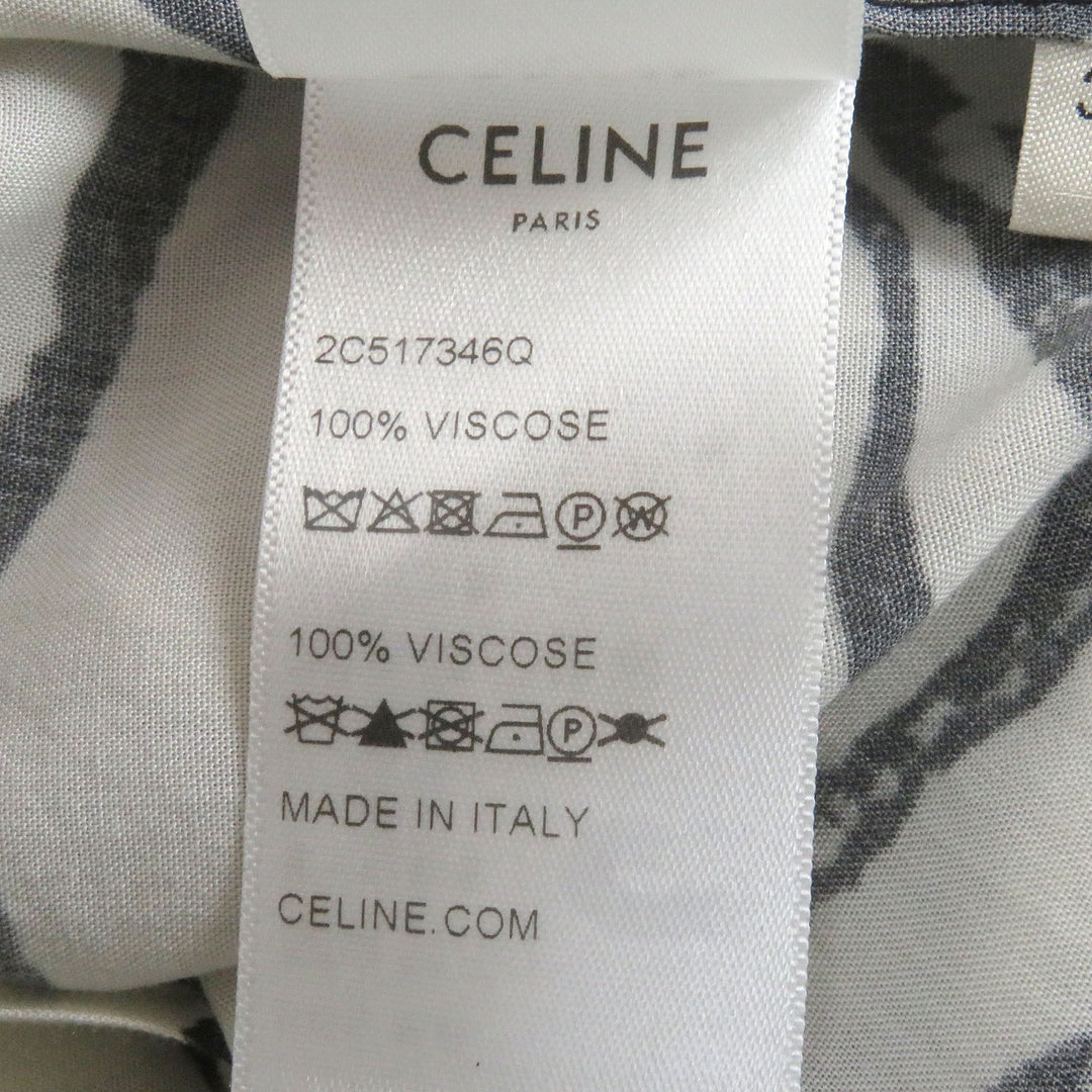 Great CELINE Short sleeve shirt Open Collar White black Rayon mens 38 2C517346Q