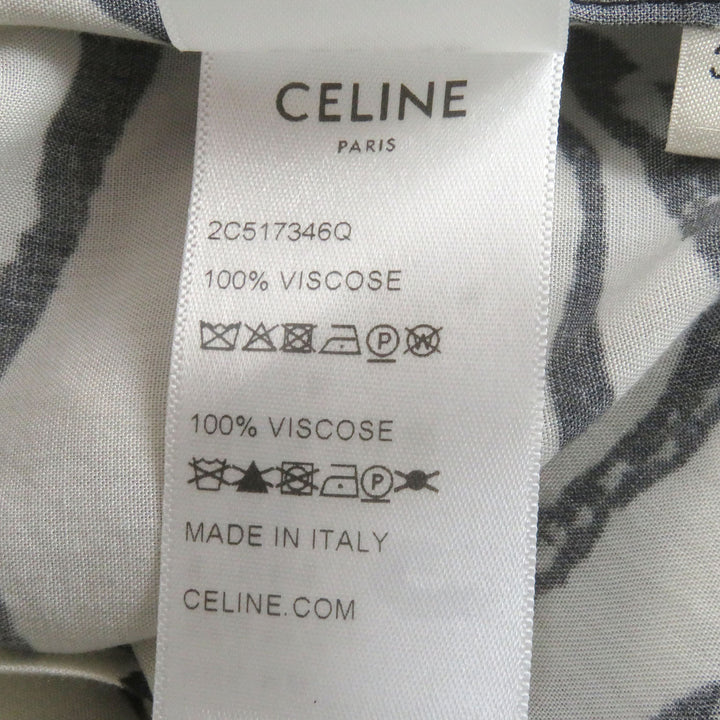 Great CELINE Short sleeve shirt Open Collar White black Rayon mens 38 2C517346Q