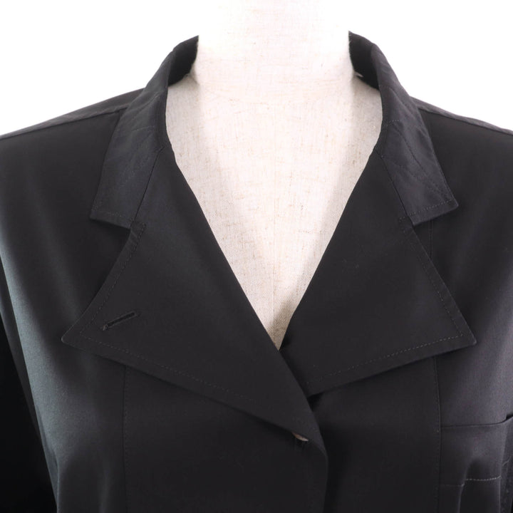 Pristine HERMES one piece Serie button belted shirt dress black cotton Women 40