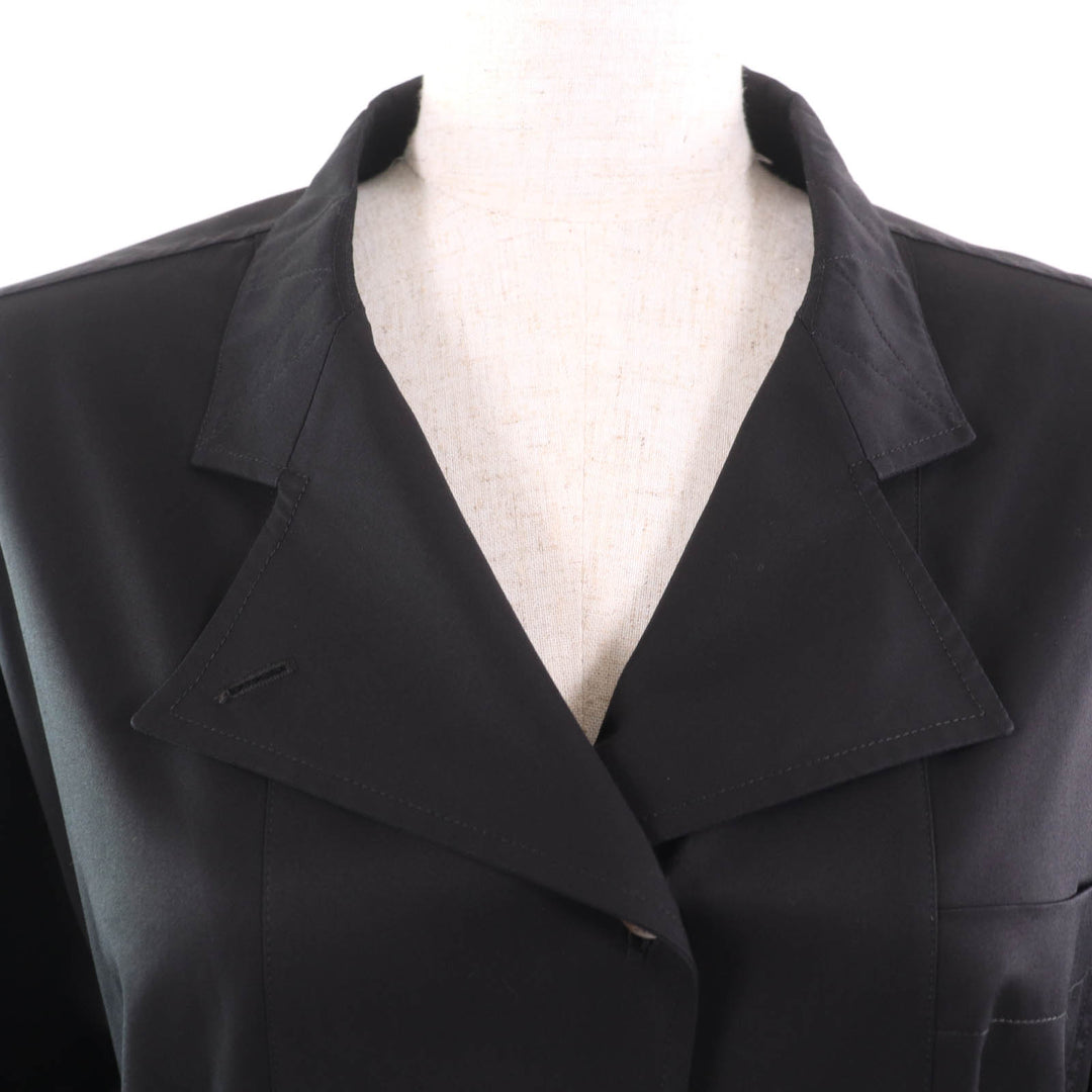 Pristine HERMES one piece Serie button belted shirt dress black cotton Women 40 3H0633DV