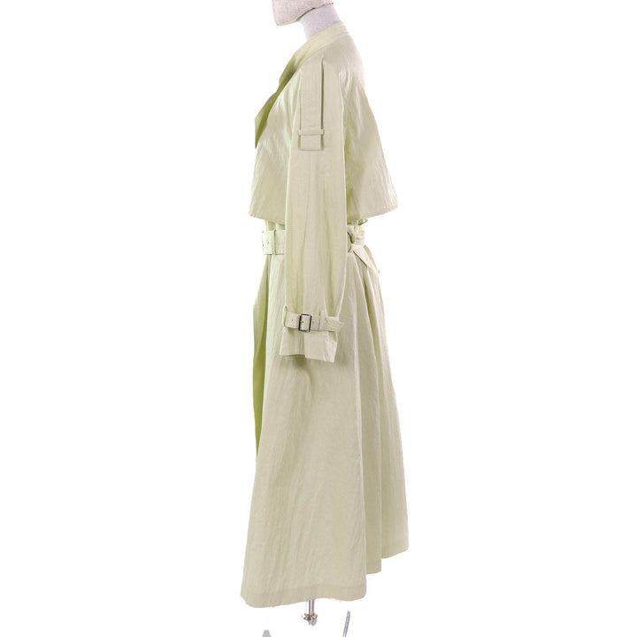Pristine ebure trench coat Belted wrinkled cotton stand collar Light yellow 38