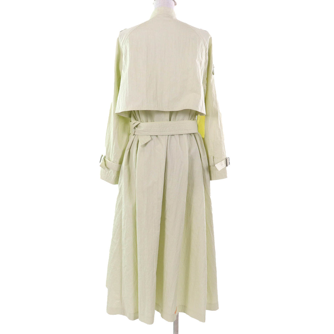 Pristine ebure trench coat Belted wrinkled cotton stand collar Light yellow 38