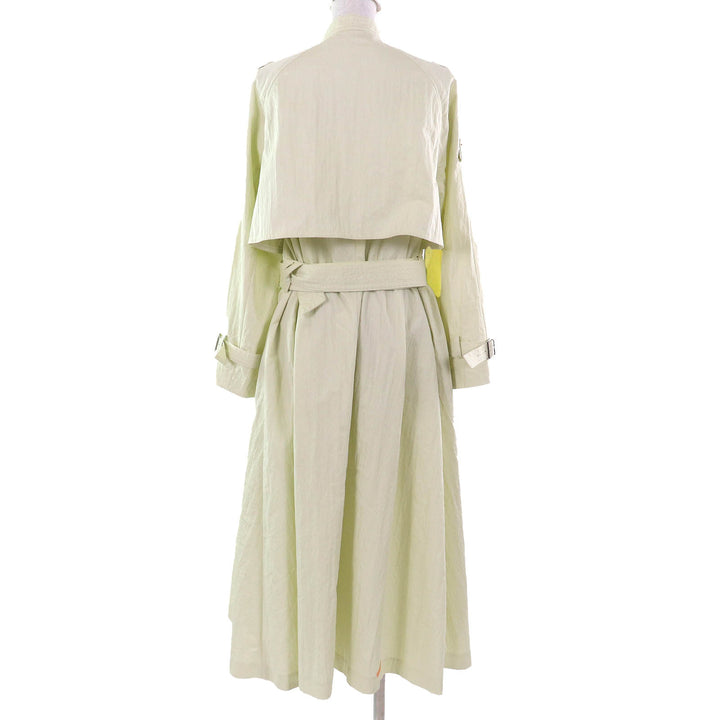 Pristine ebure trench coat Belted wrinkled cotton stand collar Light yellow 38