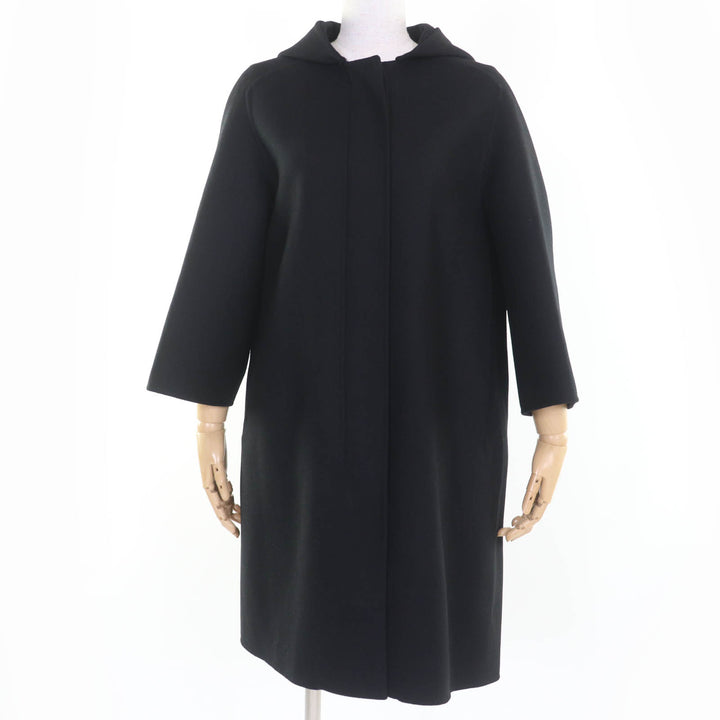 Excellent Christian Dior coat Hooded coat black wool Women 40 010M41A1116
