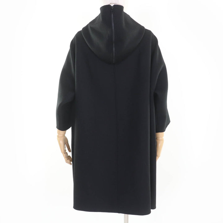 Excellent Christian Dior coat Hooded coat black wool Women 40 010M41A1116