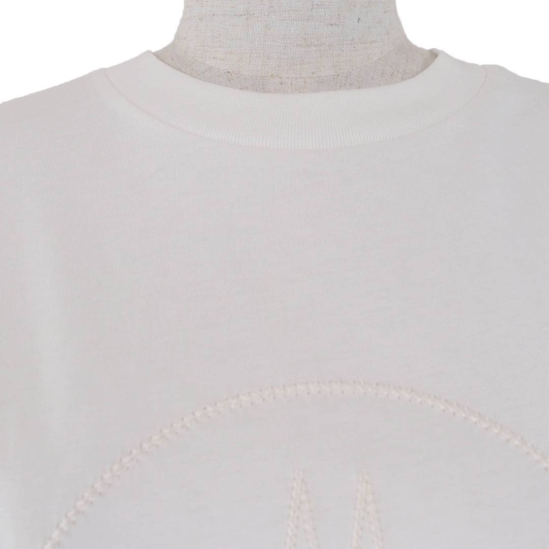Pristine MONCLER Short sleeve T-shirt Front logo design white cotton Women S