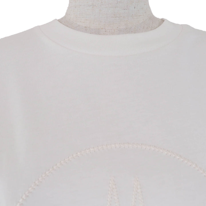 Pristine MONCLER Short sleeve T-shirt Front logo design white cotton Women S
