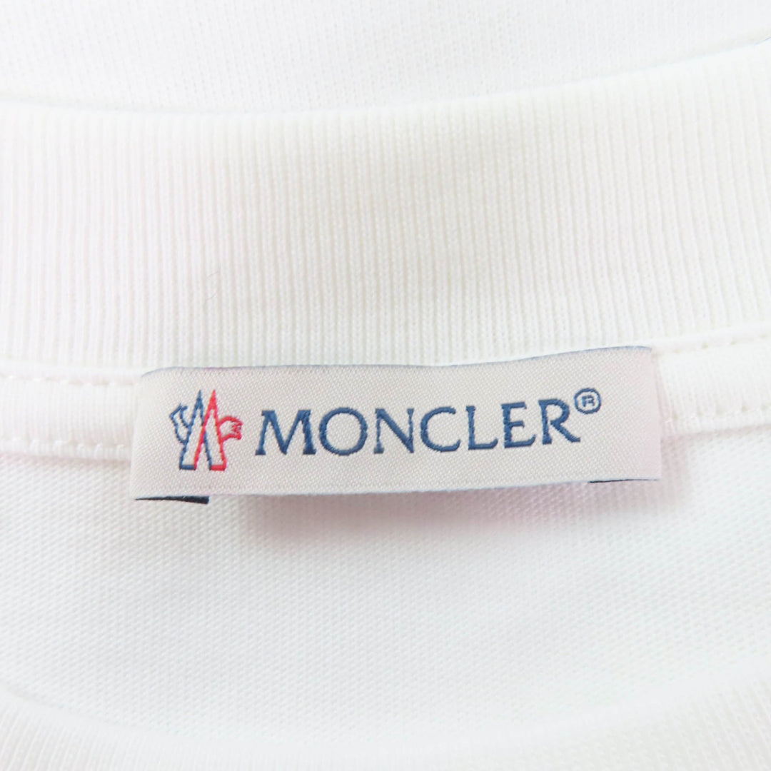 Pristine MONCLER Short sleeve T-shirt Front logo design white cotton Women S