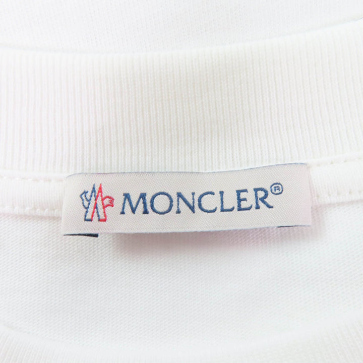 Pristine MONCLER Short sleeve T-shirt Front logo design white cotton Women S