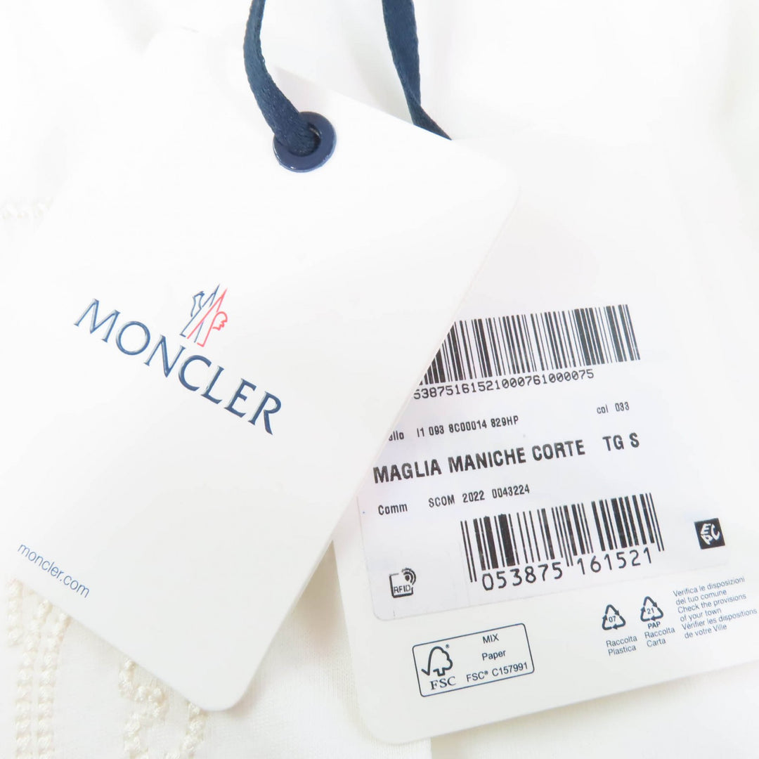 Pristine MONCLER Short sleeve T-shirt Front logo design white cotton Women S