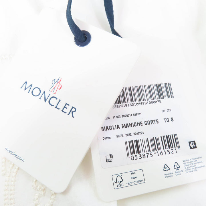 Pristine MONCLER Short sleeve T-shirt Front logo design white cotton Women S