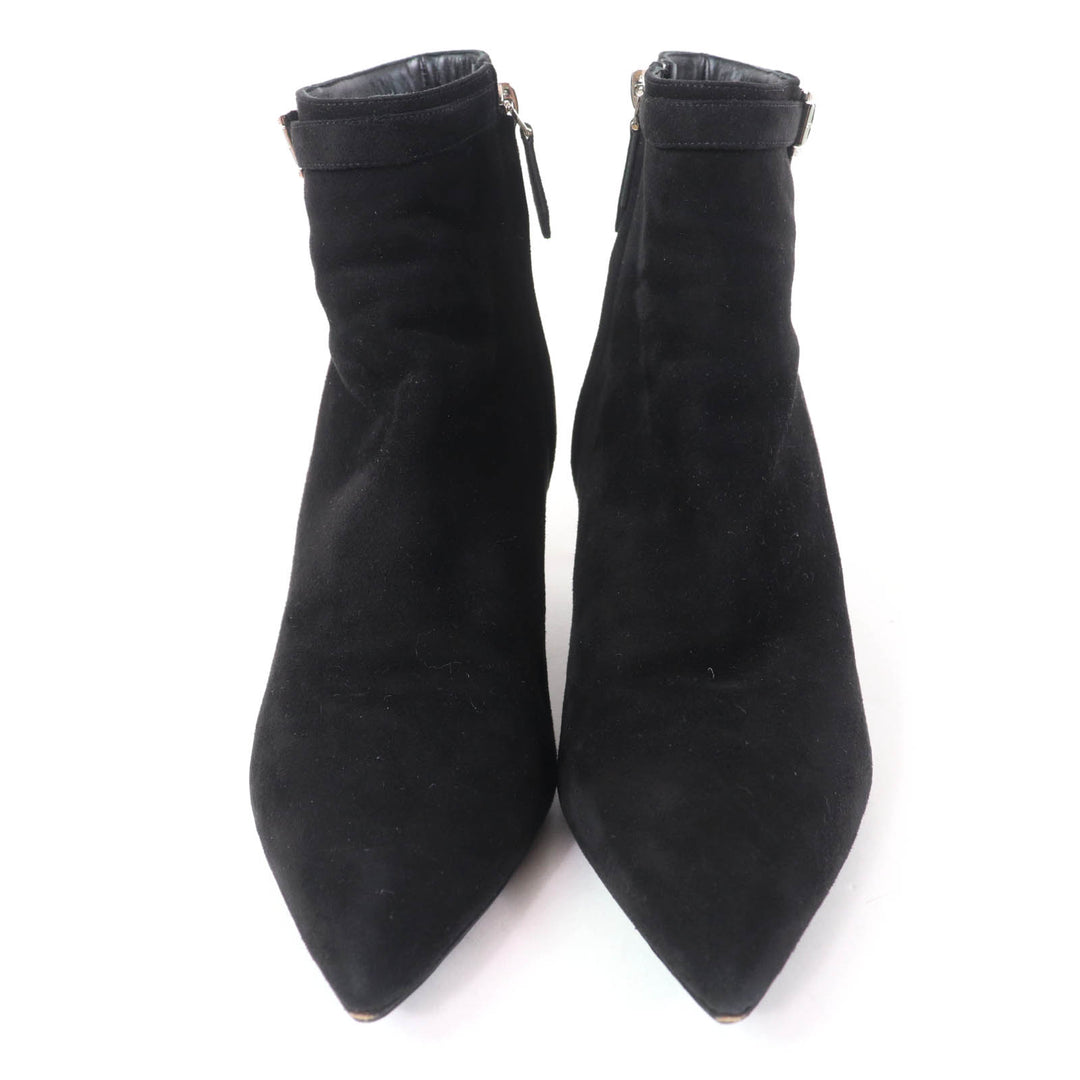 Great HERMES short boots Blanche Api Buckle black Suede leather Women 38
