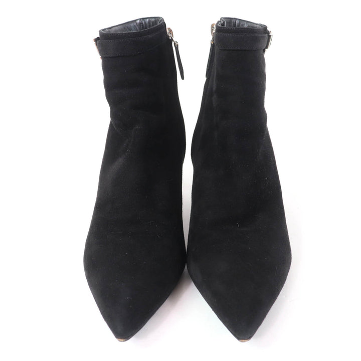Great HERMES short boots Blanche Api Buckle black Suede leather Women 38
