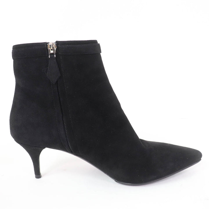 Great HERMES short boots Blanche Api Buckle black Suede leather Women 38