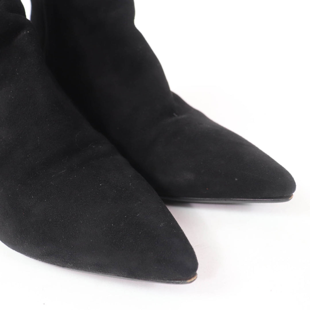 Great HERMES short boots Blanche Api Buckle black Suede leather Women 38
