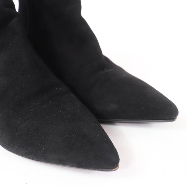 Great HERMES short boots Blanche Api Buckle black Suede leather Women 38