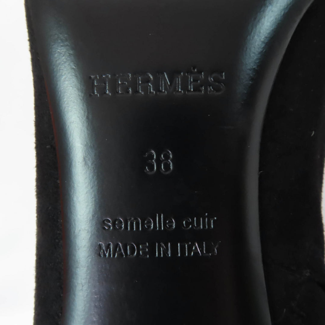 Great HERMES short boots Blanche Api Buckle black Suede leather Women 38