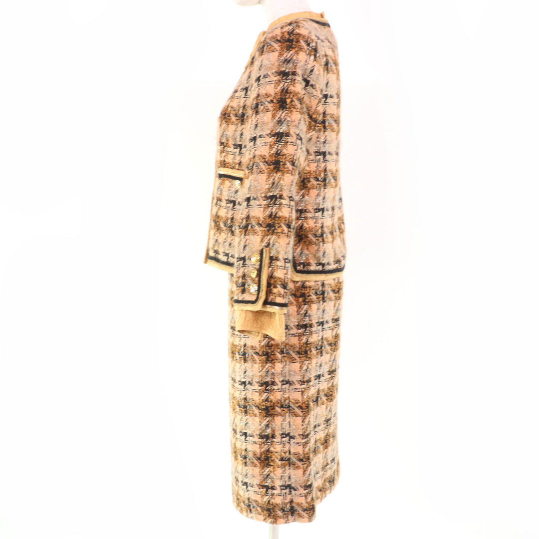 CHANEL two-piece set Tweed jacket, long sleeve top and skirt 3-piece set Brown