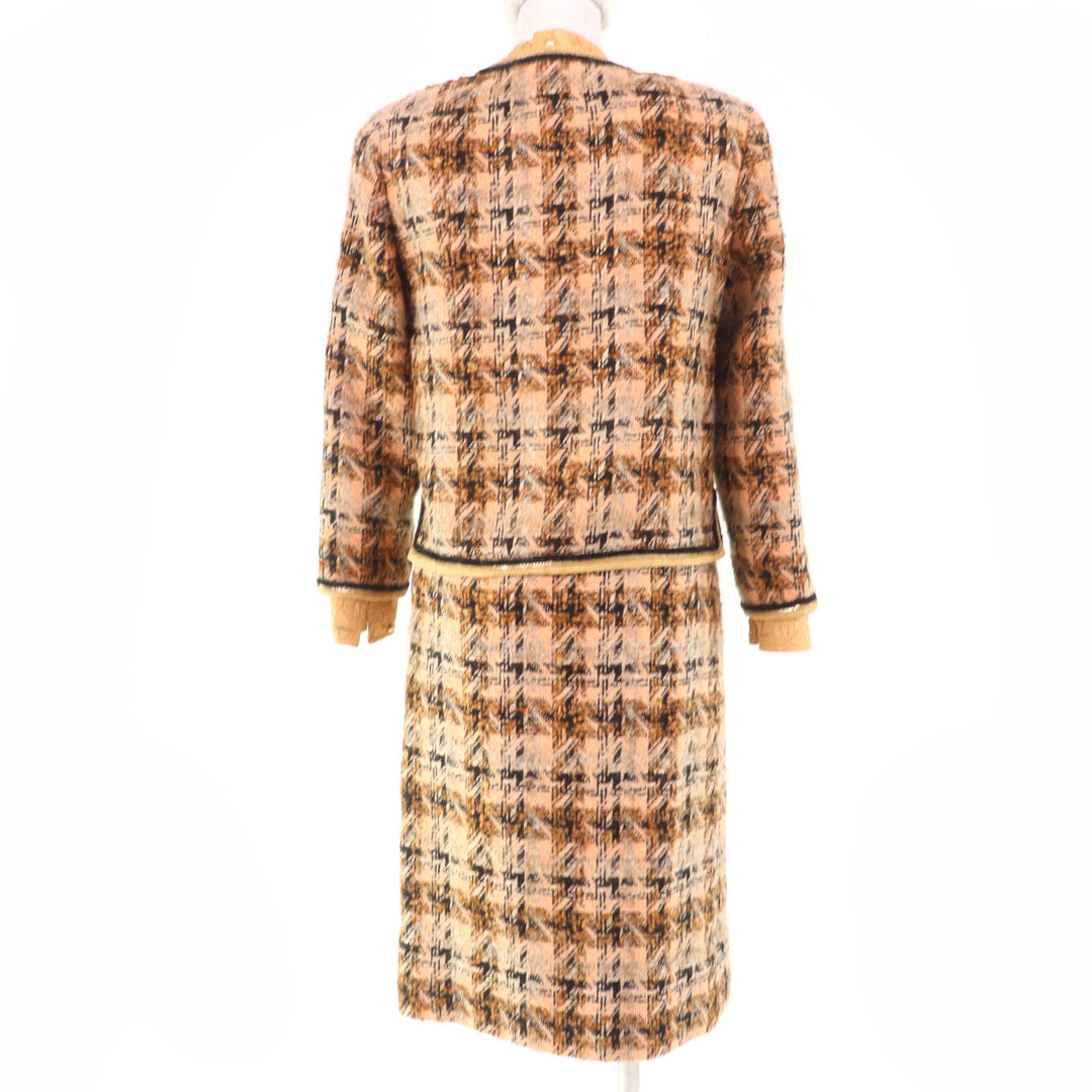 CHANEL two-piece set Tweed jacket, long sleeve top and skirt 3-piece set Brown
