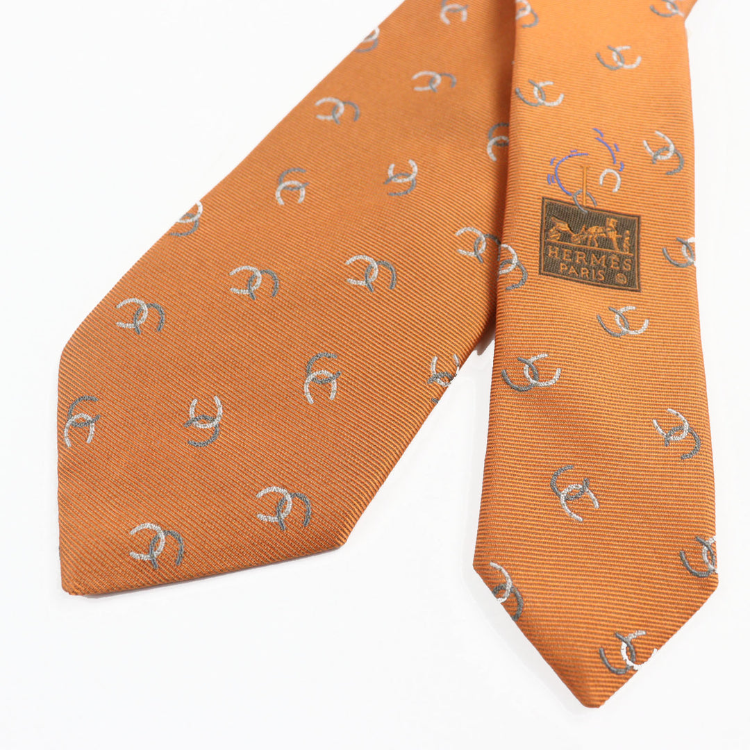 Pristine HERMES tie Horseshoe pattern silk mens 339359T
