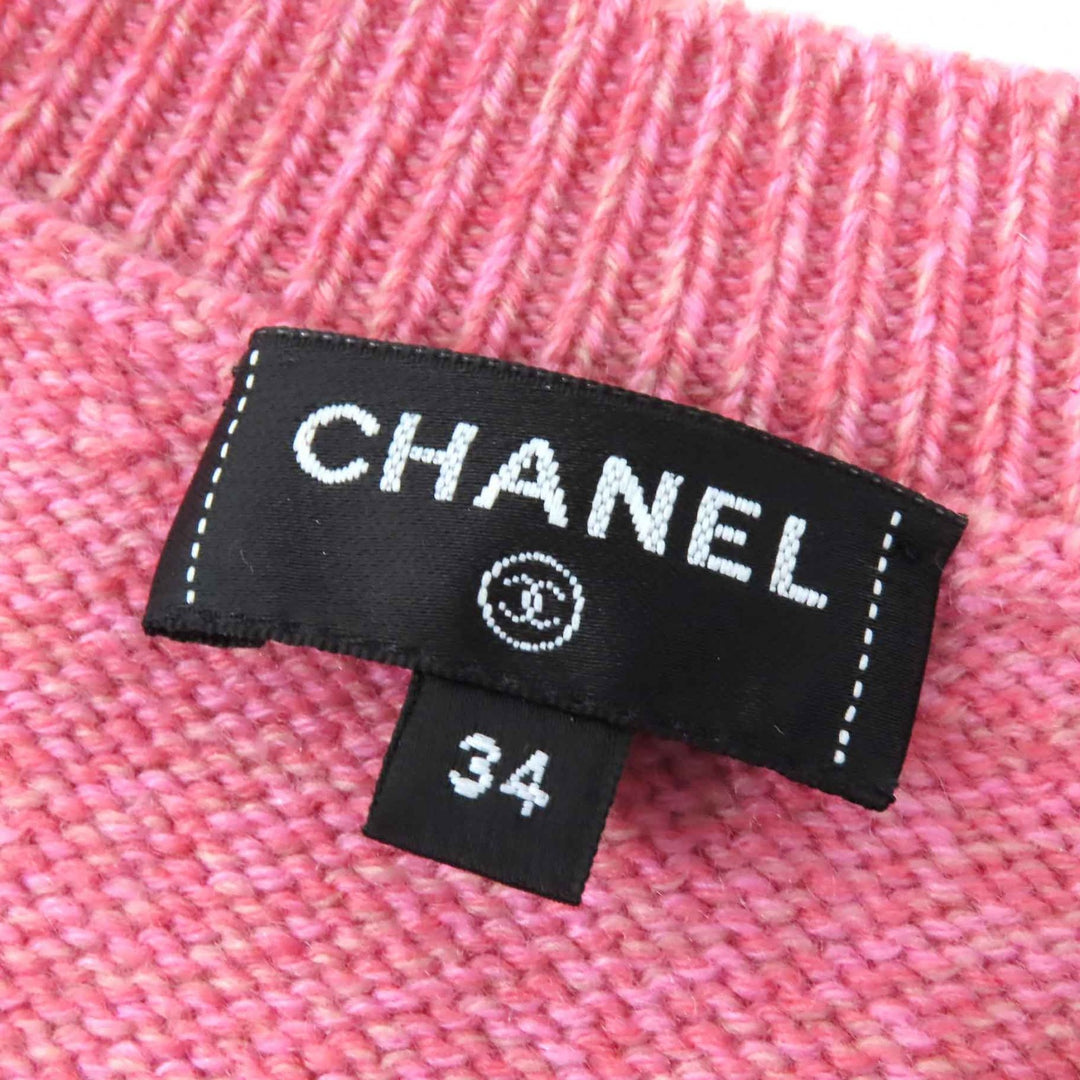 Excellent CHANEL knit pink cashmere Women 34 P77562
