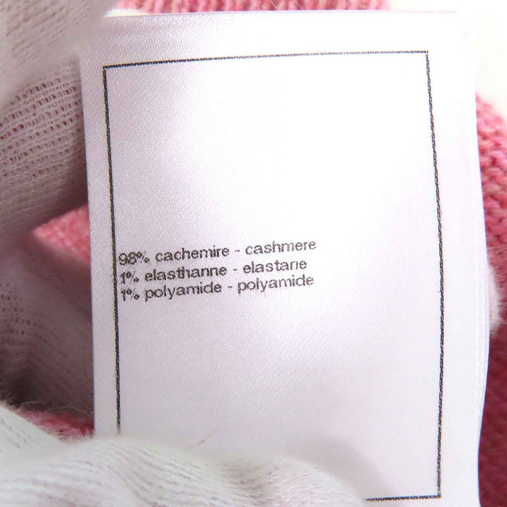 CHANEL knit COCO Mark Guitar Patch Knit Sweater pink cashmere Women 34 P77562