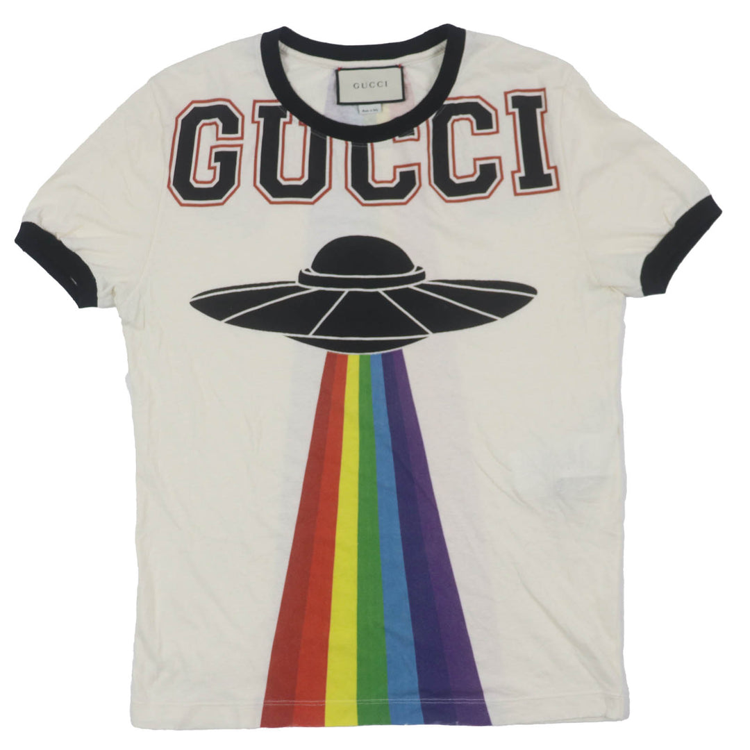 Great GUCCI Short sleeve T-shirt white cotton mens XS 476035