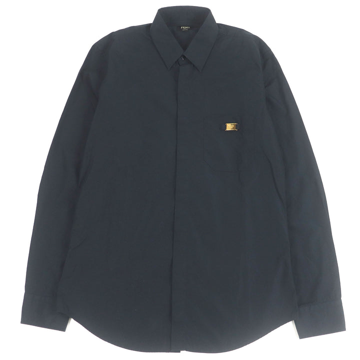 Great FENDI Long sleeve shirt With logo black cotton mens 39 FS0585