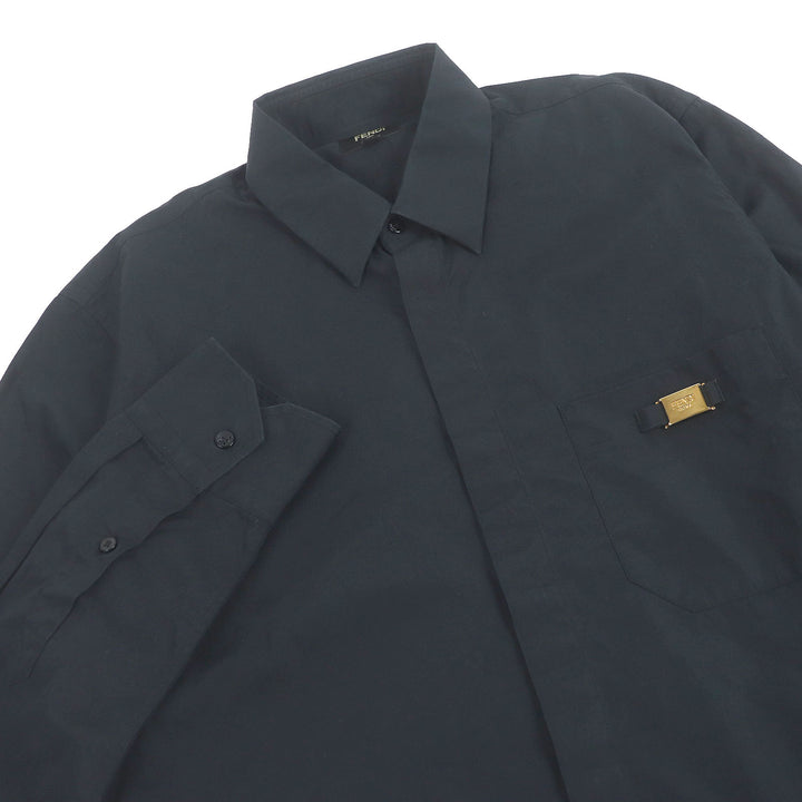 Great FENDI Long sleeve shirt With logo black cotton mens 39 FS0585