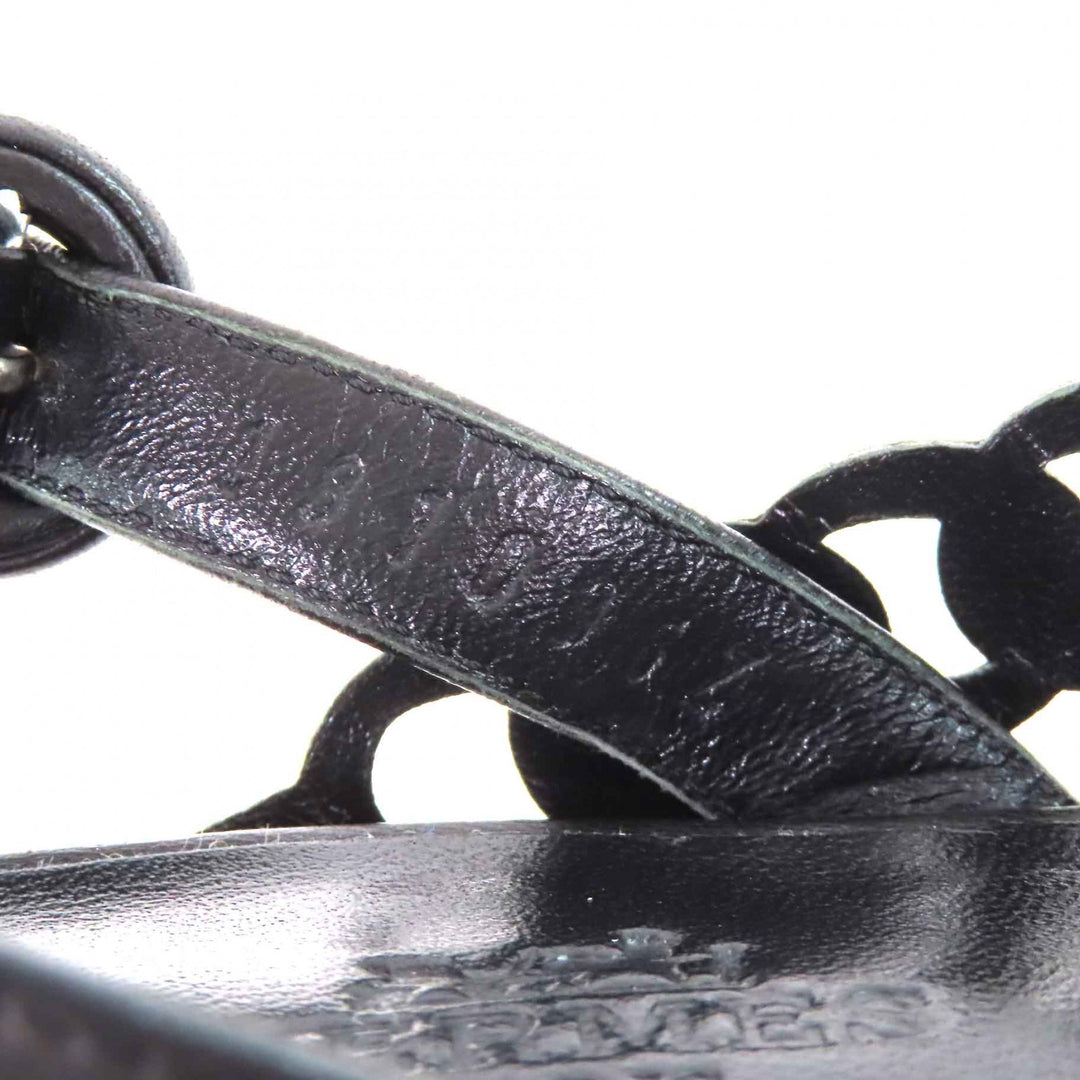 Great HERMES Sandals Romanzo Chaine d'Ancre ankle strap black leather Women 37 181096Z