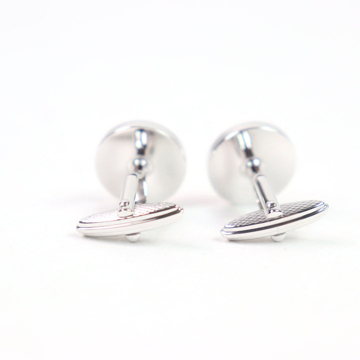 Excellent Dunhill Cufflinks cufflinks Engraved logo Round shape Silver Red Colored stone
