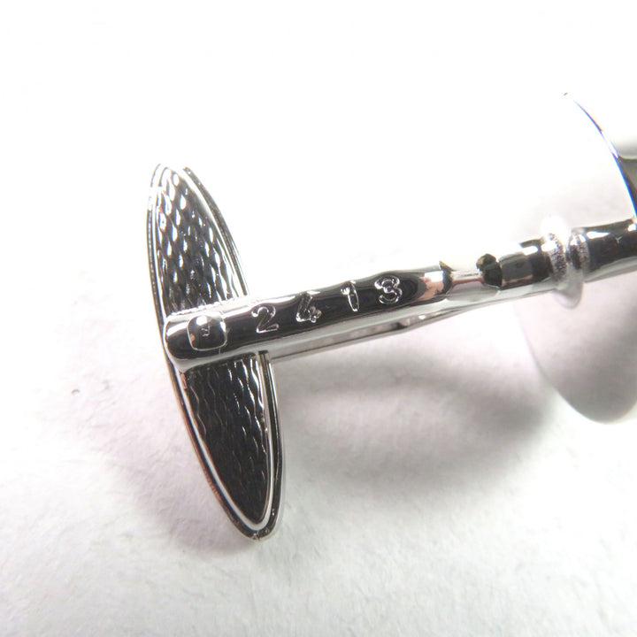 Excellent Dunhill Cufflinks cufflinks Engraved logo Round shape Silver Red Colored stone