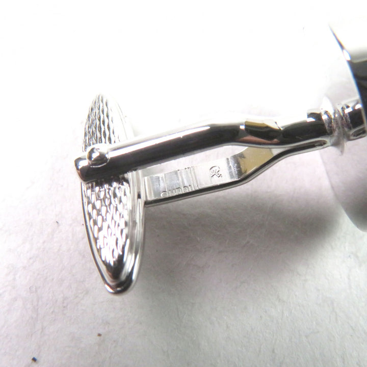 Excellent Dunhill Cufflinks cufflinks Engraved logo Round shape Silver Red Colored stone