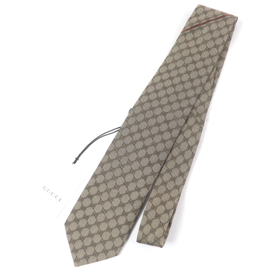 Pristine GUCCI tie GG logo all-over pattern web line beige silk mens 221582
