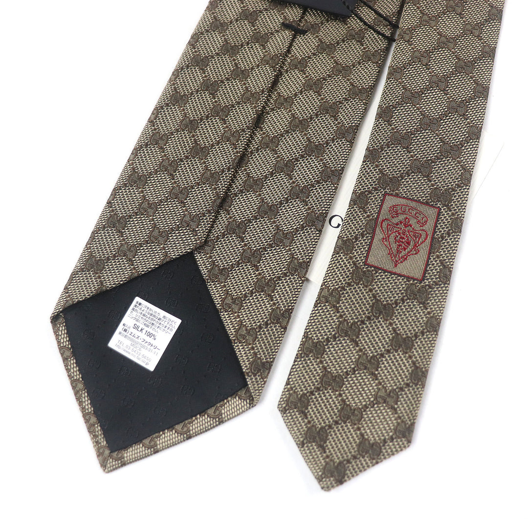Pristine GUCCI tie GG logo all-over pattern web line beige silk mens 221582