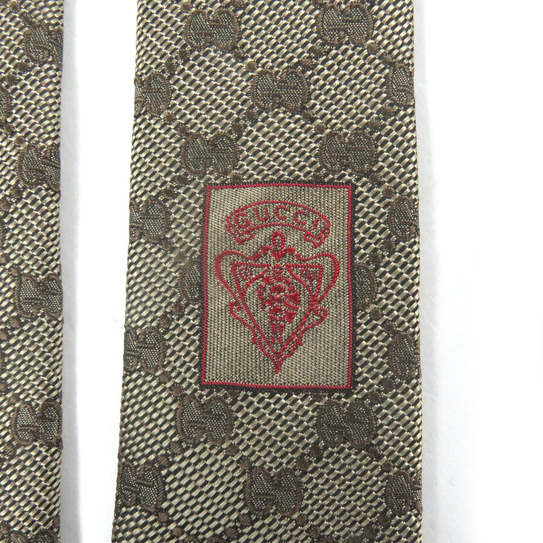Pristine GUCCI tie GG logo all-over pattern web line beige silk mens 221582