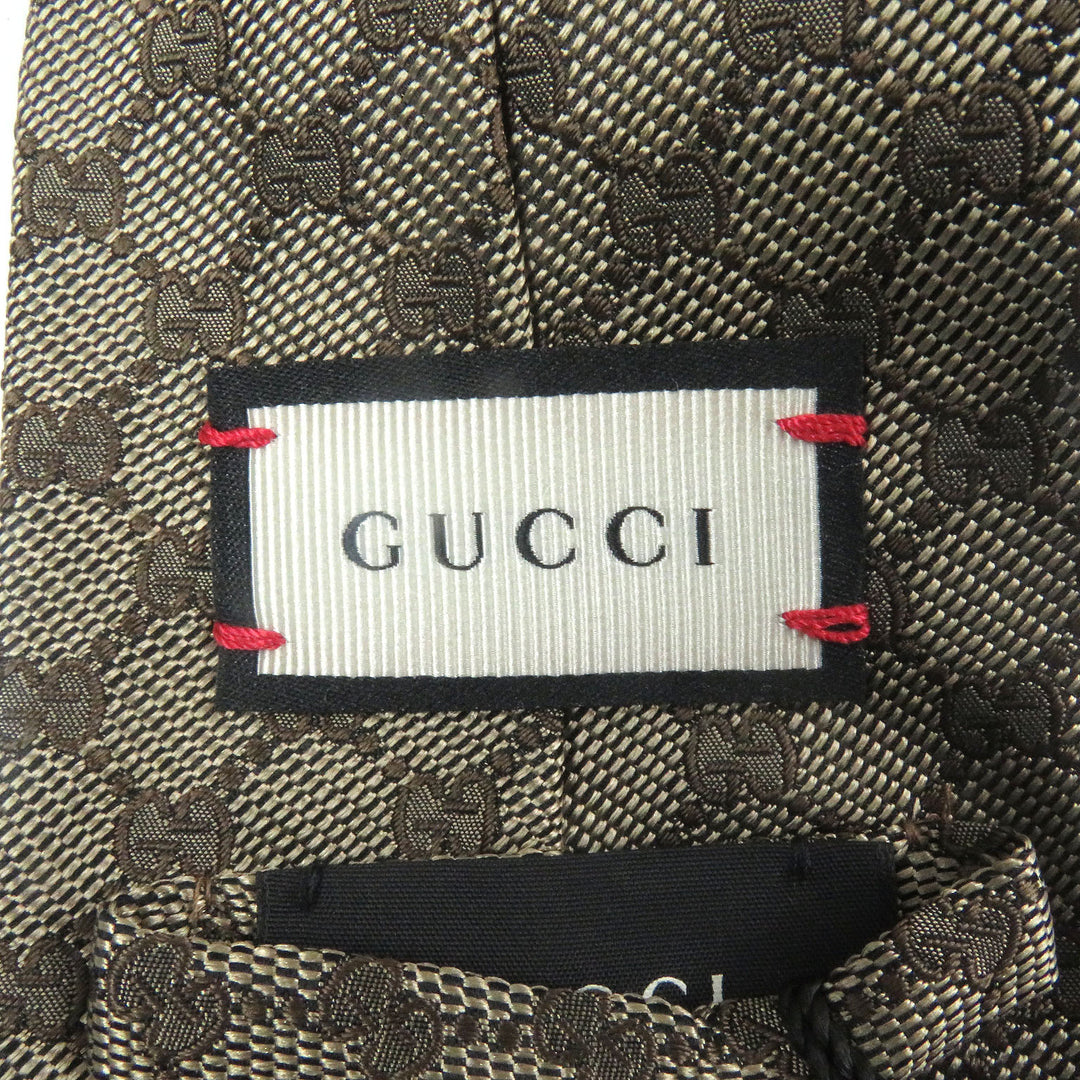Pristine GUCCI tie GG logo all-over pattern web line beige silk mens 221582