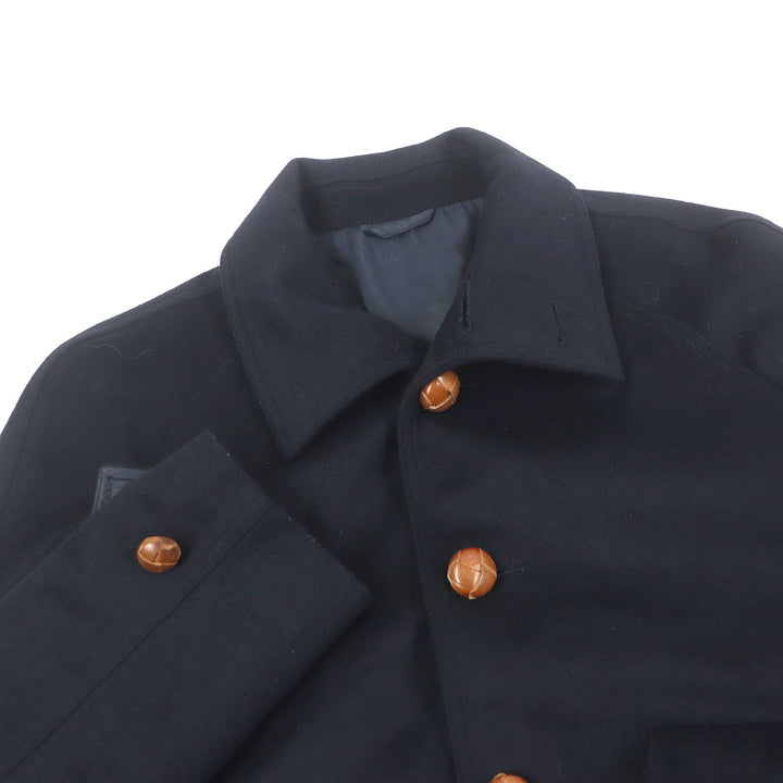 Great BURBERRY Blouson Cashmere Blend Covered Buttons Navy wool mens 44