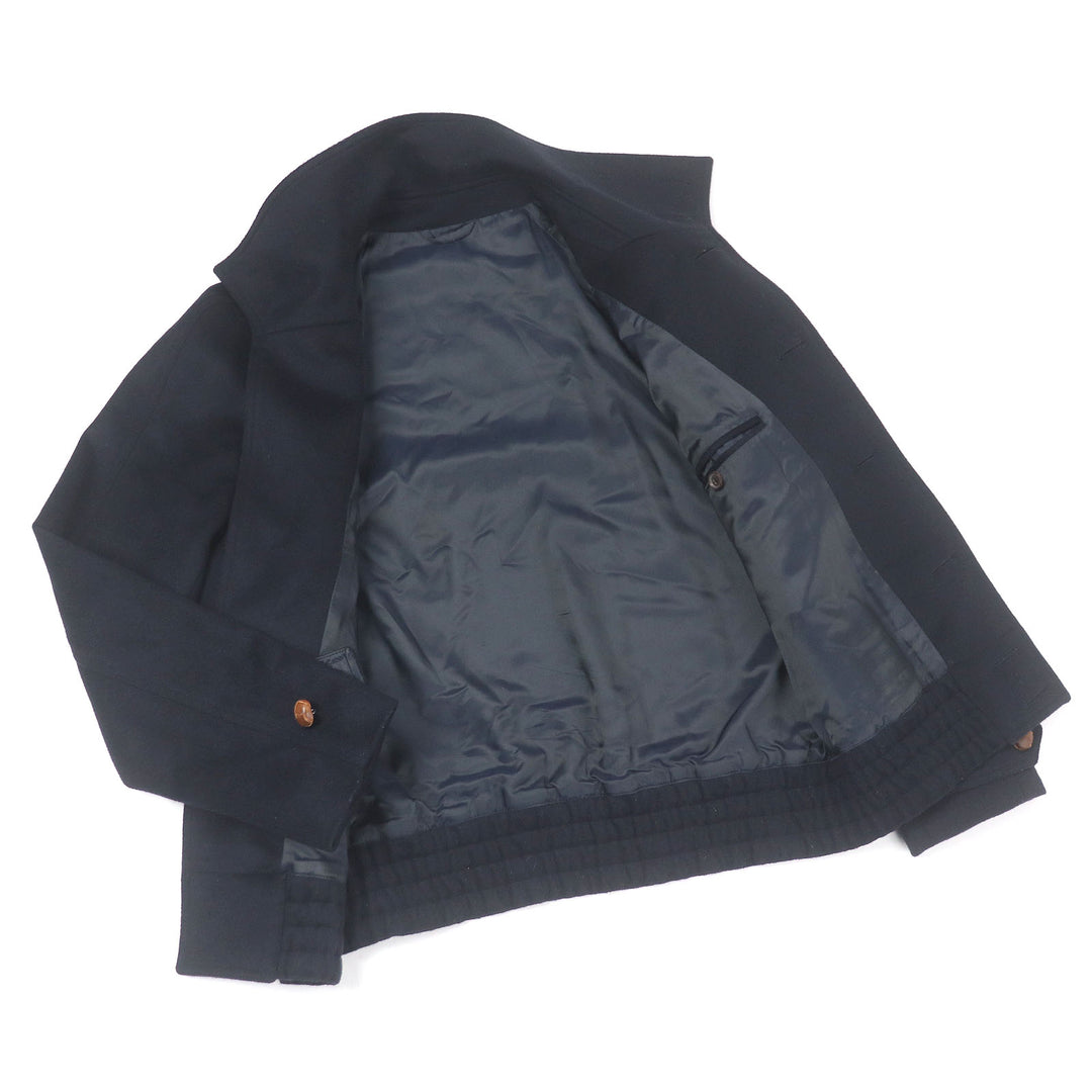 Great BURBERRY Blouson Cashmere Blend Covered Buttons Navy wool mens 44