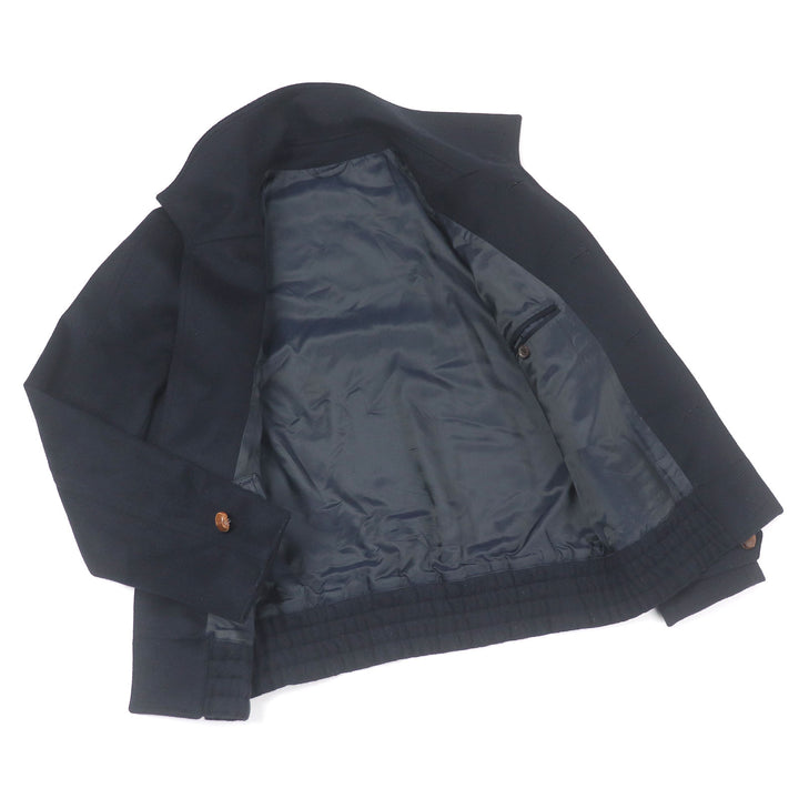 Great BURBERRY Blouson Cashmere Blend Covered Buttons Navy wool mens 44