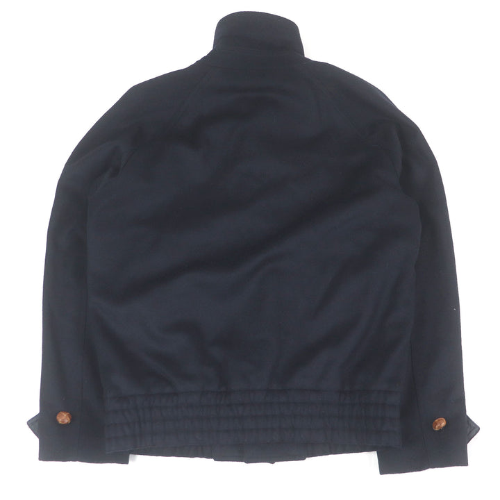 Great BURBERRY Blouson Cashmere Blend Covered Buttons Navy wool mens 44