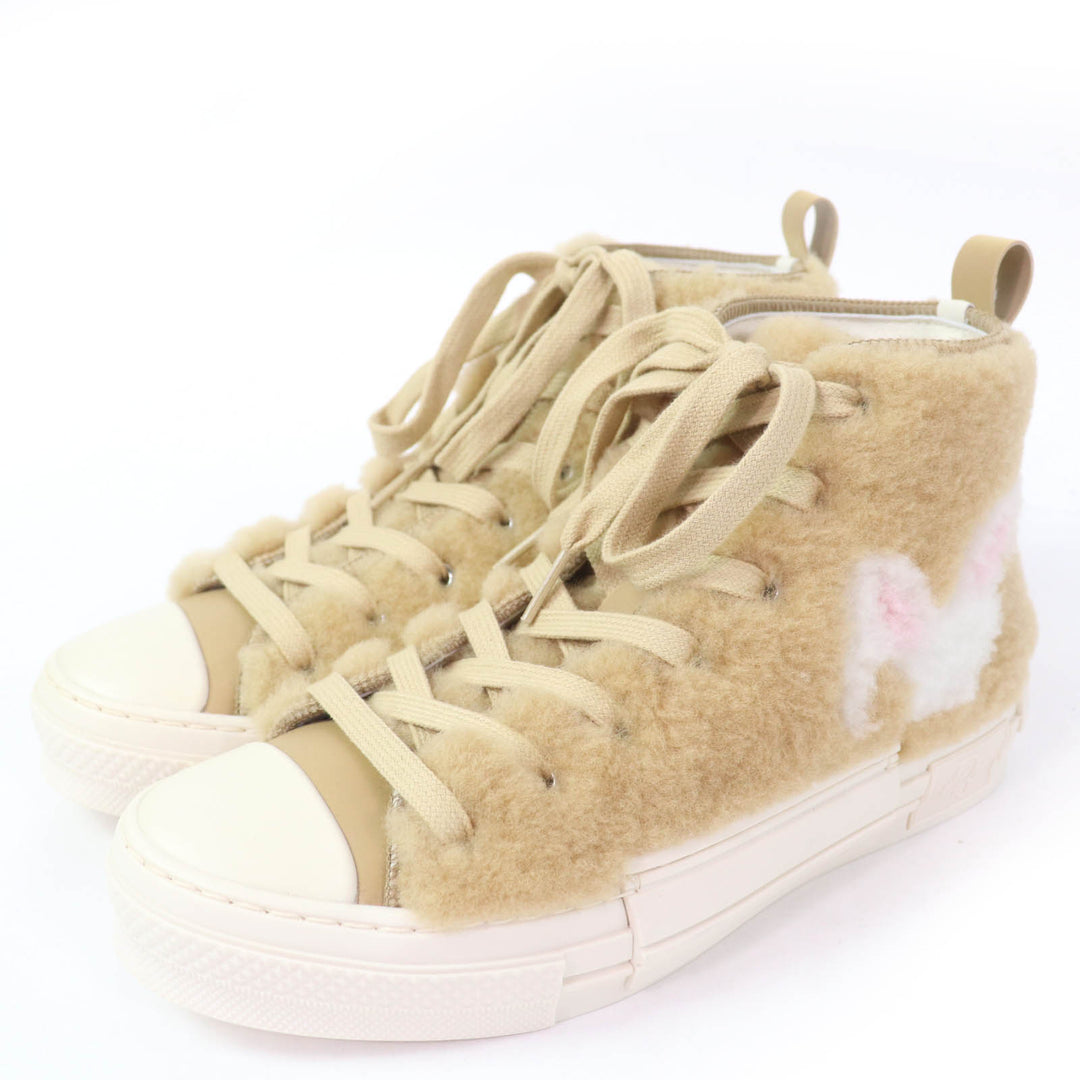 Pristine DIOR High cut sneakers B23 Rabbit motif shearling beige Bore Women 37